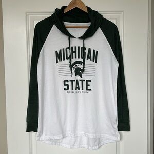 Michigan State Hooded Shirt sz M Spartans Long Sleeve Women’s Green Football